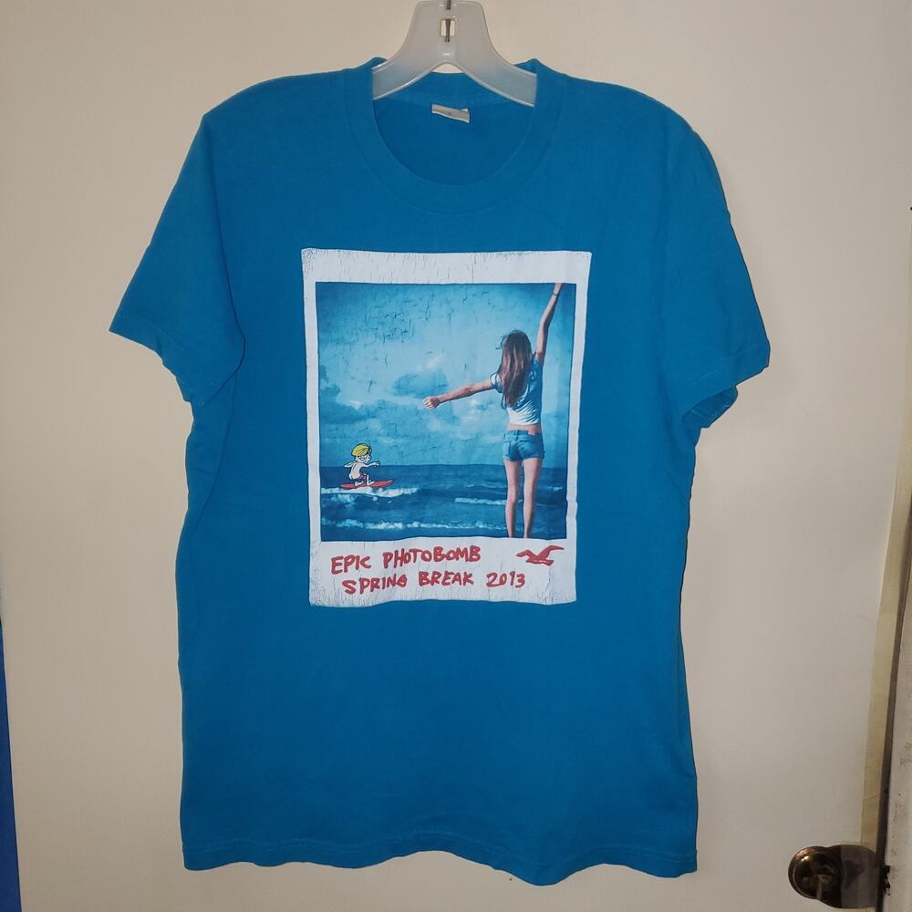 Hollister Mens Spring Break Blue Tshirt Size Large T-Shirt